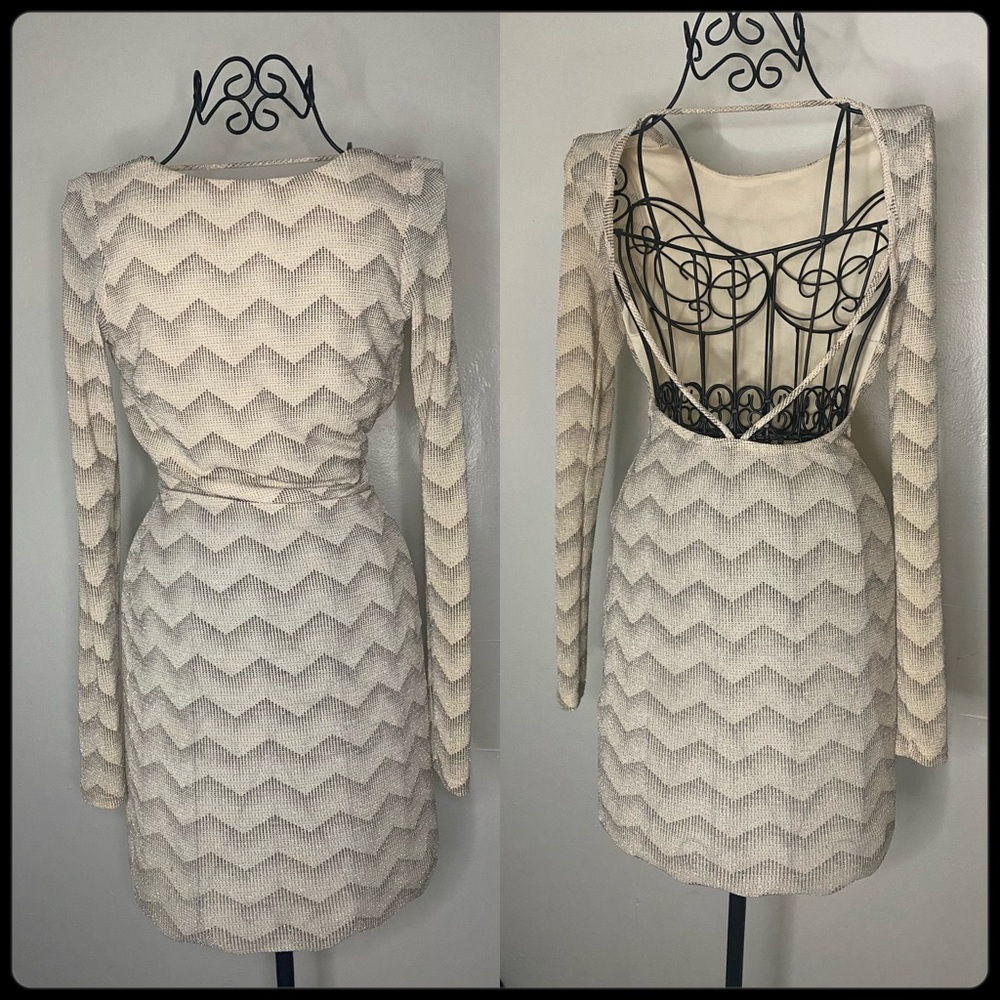 Fashion nova tan and silver dress size m